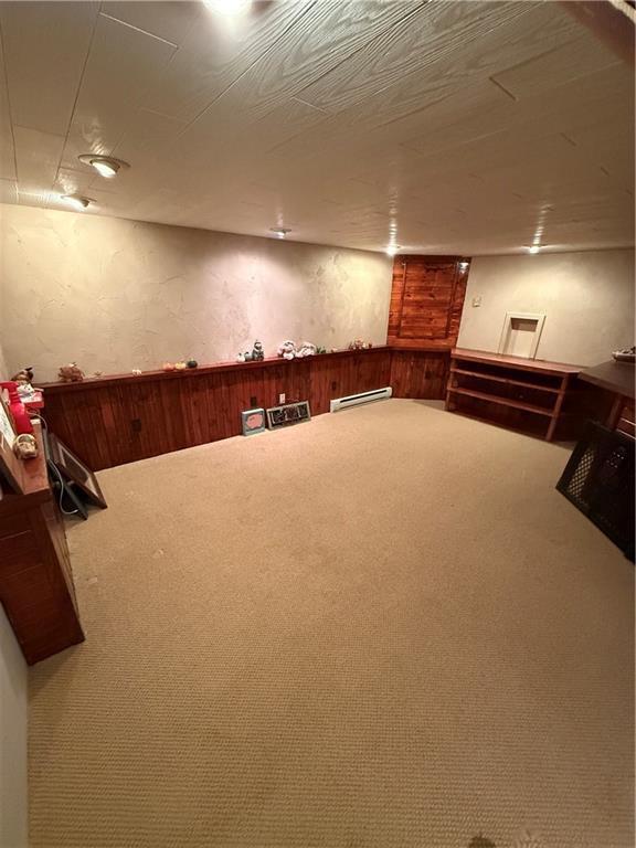 51 Stump Lake Rd, Chippewa Falls, WI 54729 - finished basement with carpet and a baseboard radiator