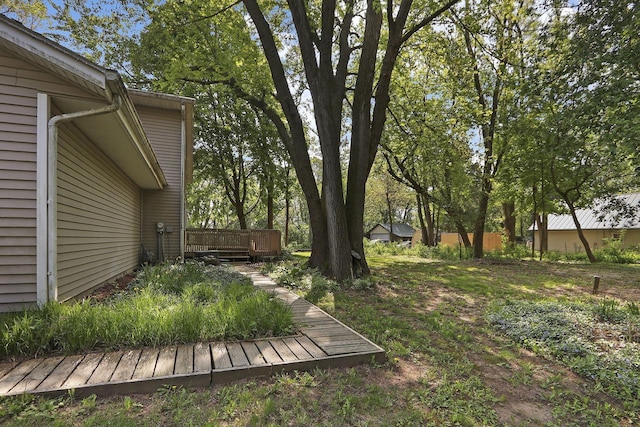 N7094 Evergreen Ln, Elkhorn, WI 53121 - view of yard featuring a wooden deck