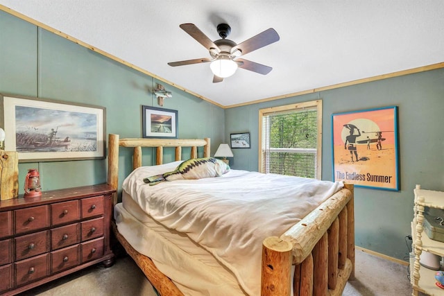 W6576 20th Dr, Wautoma, WI 54982 - carpeted bedroom with lofted ceiling and ceiling fan
