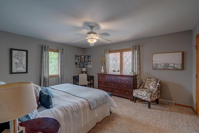 2330 Mica Rd, Madison, WI 53719 - bedroom featuring light carpet, a ceiling fan, and baseboards