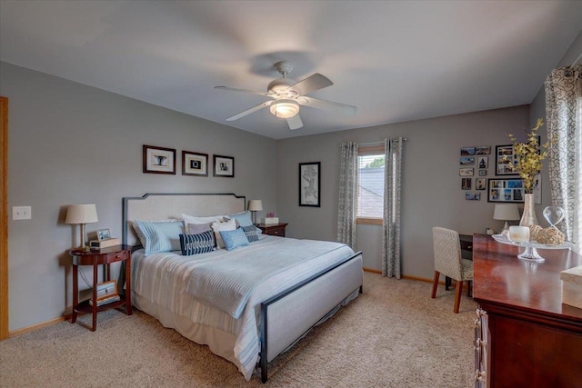 2330 Mica Rd, Madison, WI 53719 - bedroom with light carpet, baseboards, and ceiling fan