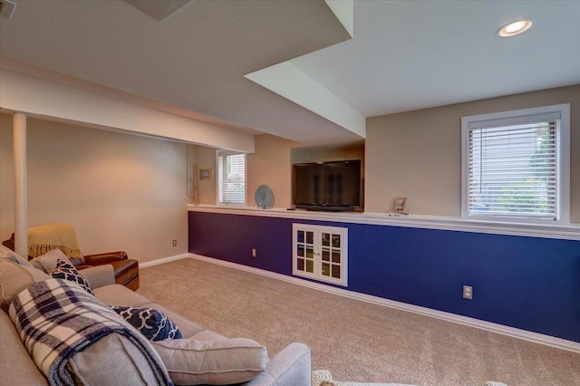 2330 Mica Rd, Madison, WI 53719 - carpeted living room with baseboards and recessed lighting