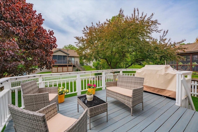 2330 Mica Rd, Madison, WI 53719 - wooden terrace featuring outdoor lounge area