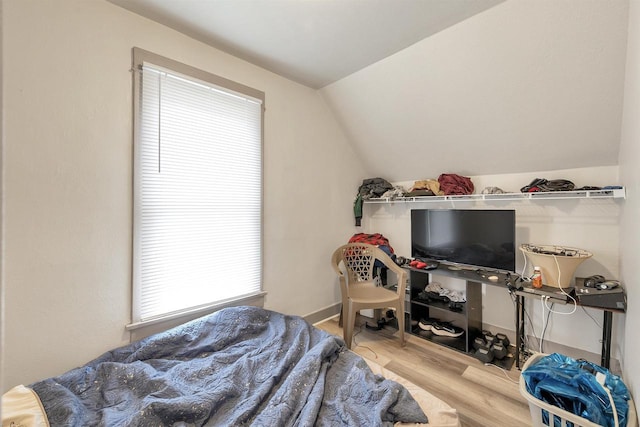 1515 Harrison St, Oshkosh, WI 54901 - bedroom with wood finished floors and vaulted ceiling