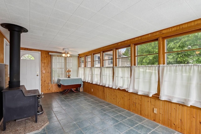 E14485 Baltic Ave, Merrimac, WI 53561 - sunroom with plenty of natural light and a wood stove