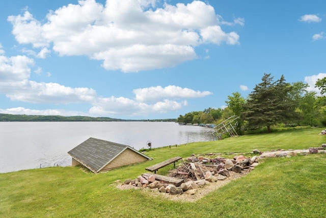 E14485 Baltic Ave, Merrimac, WI 53561 - dock area with a water view and a lawn