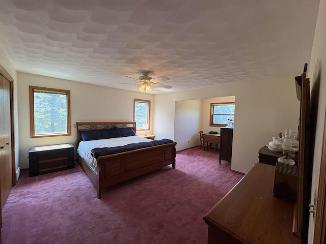 221545 Azalea Rd, Wausau, WI 54401 - bedroom featuring multiple windows, carpet flooring, and ceiling fan