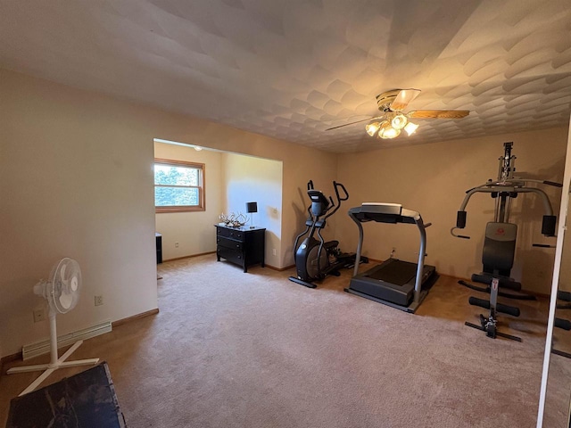 221545 Azalea Rd, Wausau, WI 54401 - workout room with a ceiling fan and carpet