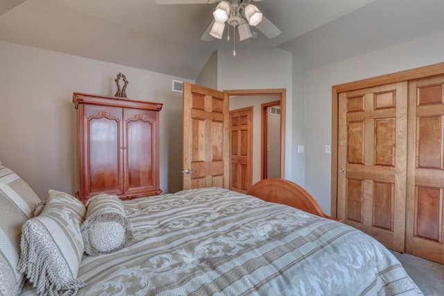 1826 Stonebridge Rd, Waukesha, WI 53188 - carpeted bedroom featuring lofted ceiling, a ceiling fan, and a closet