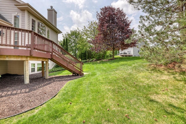 1826 Stonebridge Rd, Waukesha, WI 53188 - view of green lawn featuring a wooden deck and stairs