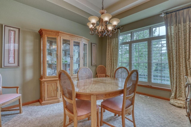 1826 Stonebridge Rd, Waukesha, WI 53188 - dining space with baseboards, a chandelier, and light carpet