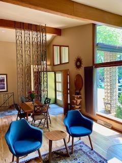 3914 Priscilla Ln, Madison, WI 53705 - living area with beam ceiling and wood finished floors