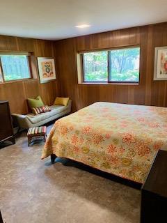 3914 Priscilla Ln, Madison, WI 53705 - bedroom featuring multiple windows and wood walls
