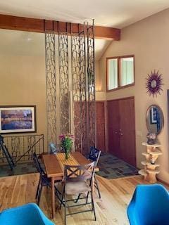 3914 Priscilla Ln, Madison, WI 53705 - dining area with wood finished floors and beam ceiling