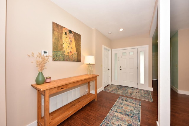 3727 E Layton Ave, Cudahy, WI 53110 - entryway featuring dark wood-style flooring, baseboards, and recessed lighting