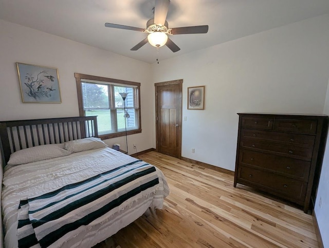 5235 Killdeer Ln, Oshkosh, WI 54901 - bedroom with light wood-type flooring, a ceiling fan, and baseboards