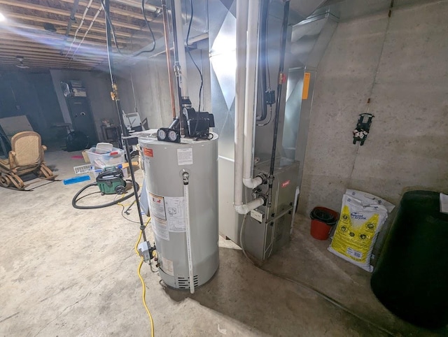 5235 Killdeer Ln, Oshkosh, WI 54901 - unfinished basement with gas water heater and heating unit