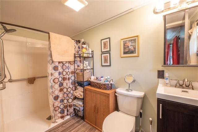 4620W Sweitzer Rd, Winter, WI 54896 - full bath featuring a stall shower, vanity, toilet, and wood finished floors