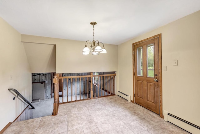 2044 E Vista Cir, De Pere, WI 54115 - foyer featuring baseboard heating, a chandelier, and tile patterned flooring