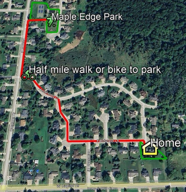 4469 W Fieldwood Ln, Appleton, WI 54913 - aerial map of property and surrounding area with property boundaries highlighted