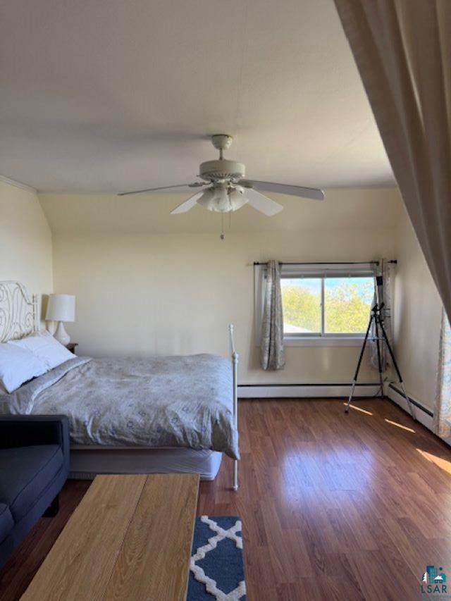 240 6th St S, Bayfield, WI 54814 - bedroom featuring wood finished floors and a ceiling fan