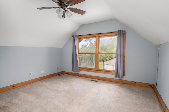 11934 187th Ave, Bristol, WI 53104 - bonus room with lofted ceiling, baseboards, carpet, and a ceiling fan