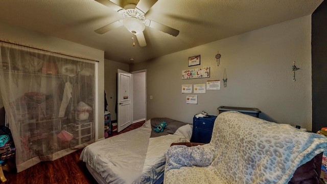 619 Reena Ave Unit 8, Fort Atkinson, WI 53538 - bedroom featuring wood finished floors, a ceiling fan, and a closet