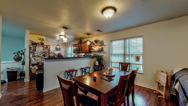 619 Reena Ave Unit 8, Fort Atkinson, WI 53538 - dining space with dark wood finished floors, a textured ceiling, and baseboards