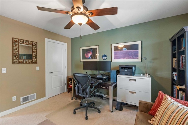 1814 Masters Ln, Madison, WI 53719 - office featuring light carpet, a ceiling fan, and baseboards