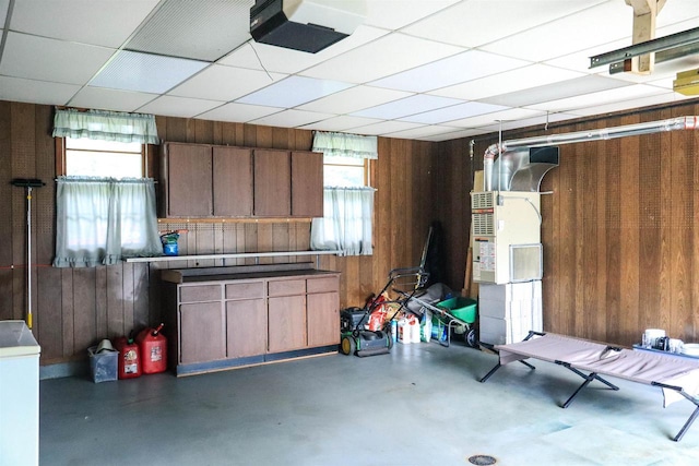 1007 Franklin St, Sauk City, WI 53583 - garage featuring wooden walls and a garage door opener