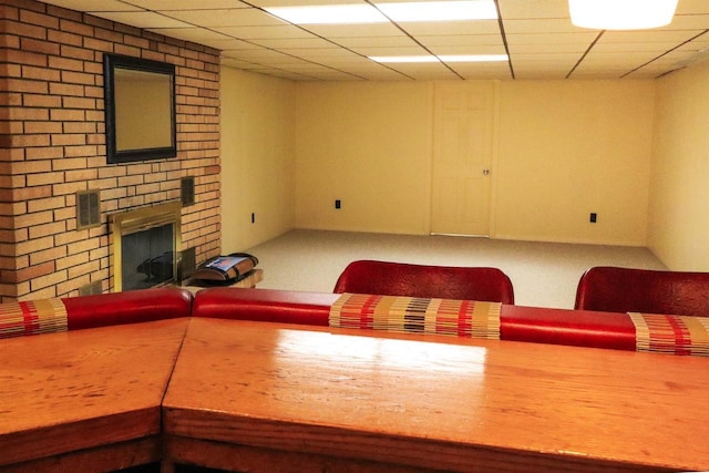 1007 Franklin St, Sauk City, WI 53583 - living area with a fireplace and a paneled ceiling