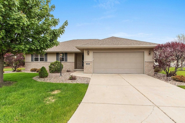 1126 Princess Dove Cir, De Pere, WI 54115 - ranch-style house featuring brick siding, an attached garage, concrete driveway, and a front lawn