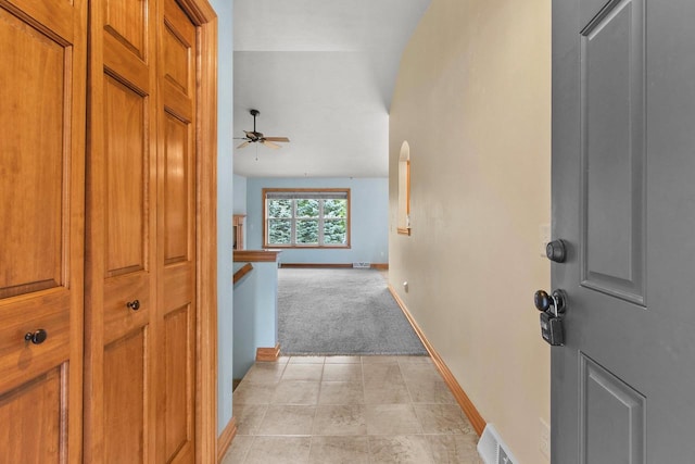 1126 Princess Dove Cir, De Pere, WI 54115 - hall featuring baseboards, light colored carpet, and light tile patterned flooring