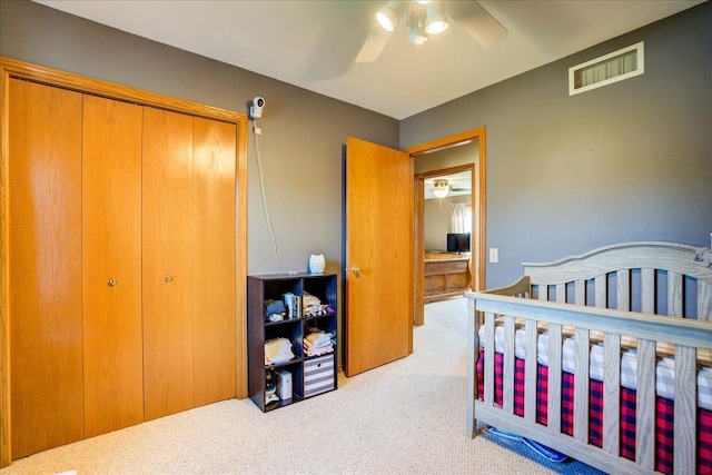 182 Ames St, Oregon, WI 53575 - carpeted bedroom featuring a closet and a ceiling fan