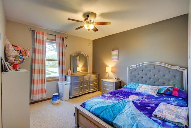 182 Ames St, Oregon, WI 53575 - bedroom featuring light colored carpet, a ceiling fan, and baseboards