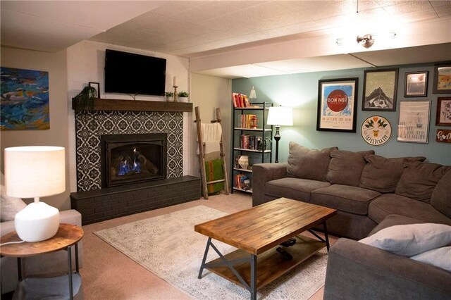 2702 Clark Pl, Eau Claire, WI 54701 - carpeted living room with a glass covered fireplace
