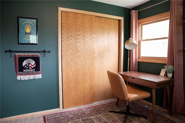 2702 Clark Pl, Eau Claire, WI 54701 - carpeted home office featuring baseboards