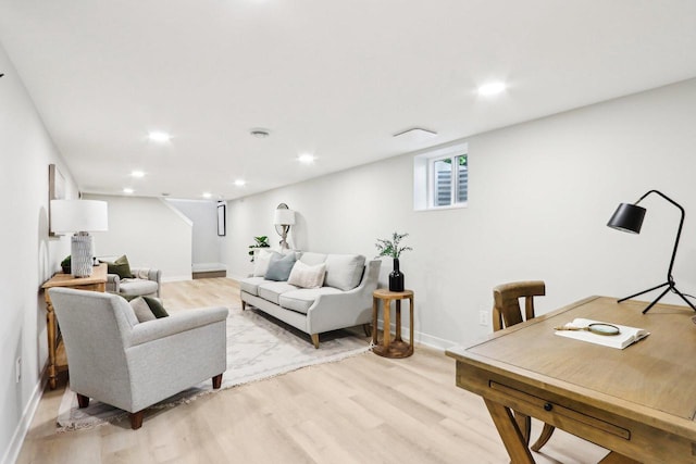 6020 Briarclift Ct, Greendale, WI 53129 - living room featuring light wood-type flooring, baseboards, and recessed lighting
