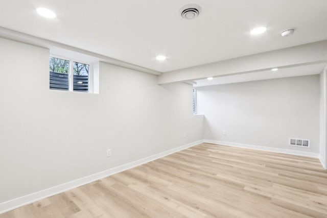 6020 Briarclift Ct, Greendale, WI 53129 - basement featuring light wood finished floors, baseboards, and recessed lighting