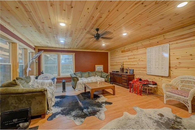 17690 Clayton Ave, Rosemount, MN 55068 - living area featuring wooden ceiling, wood finished floors, ceiling fan, and recessed lighting