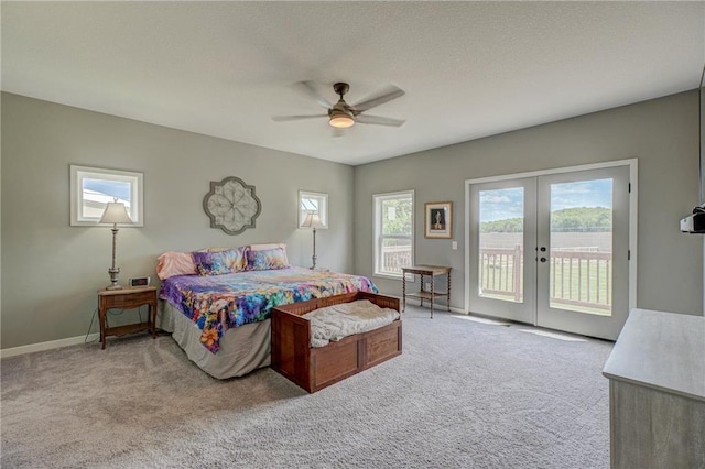 17690 Clayton Ave, Rosemount, MN 55068 - bedroom featuring carpet flooring, access to outside, french doors, baseboards, and ceiling fan