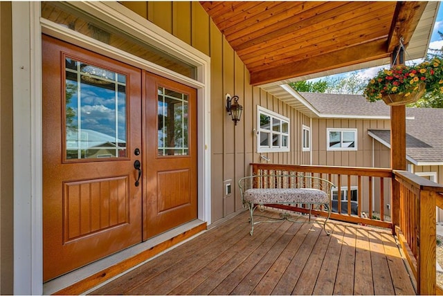 17690 Clayton Ave, Rosemount, MN 55068 - entrance to property featuring board and batten siding, french doors, and a shingled roof