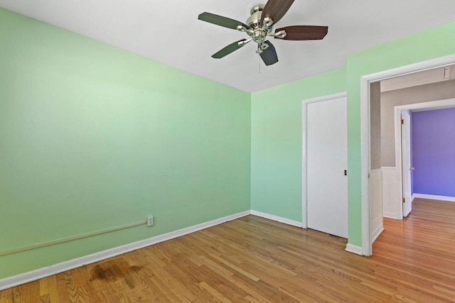 4415 S 5th St, Milwaukee, WI 53207 - unfurnished bedroom with light wood-type flooring, baseboards, and ceiling fan