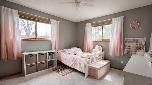 W11202 Apache Rd, Plainfield, WI 54966 - carpeted bedroom with baseboards and a ceiling fan