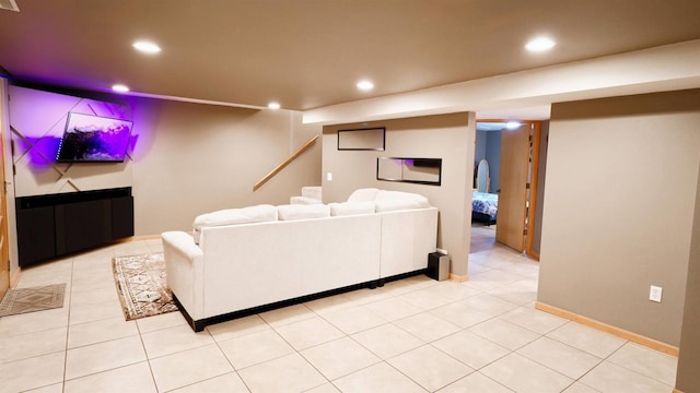 W11202 Apache Rd, Plainfield, WI 54966 - living room with recessed lighting, light tile patterned floors, and baseboards