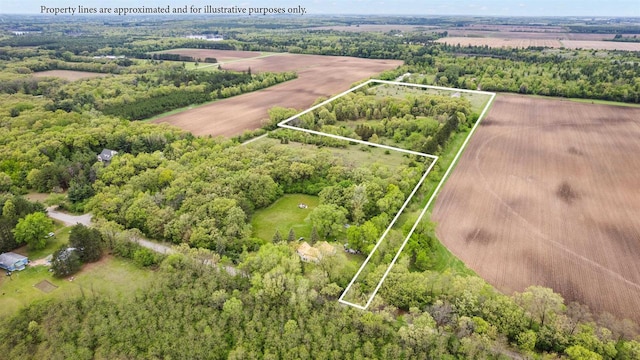 W11202 Apache Rd, Plainfield, WI 54966 - aerial view of sparsely populated area with property boundaries highlighted