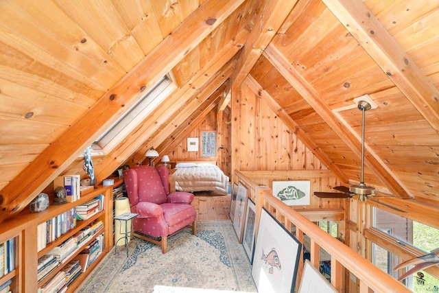 3610 N Shore Rd, La Pointe, WI 54850 - bedroom featuring wood ceiling and wooden walls