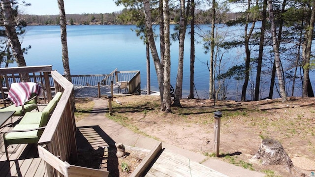 65485 Millicent Point Dr, Iron River, WI 54847 - wooden terrace with a water view