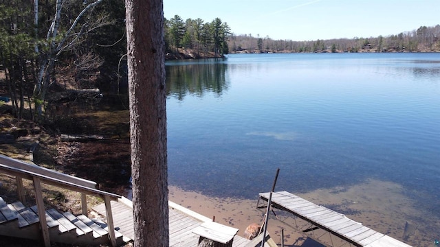 65485 Millicent Point Dr, Iron River, WI 54847 - water view featuring a boat dock and a heavily wooded area