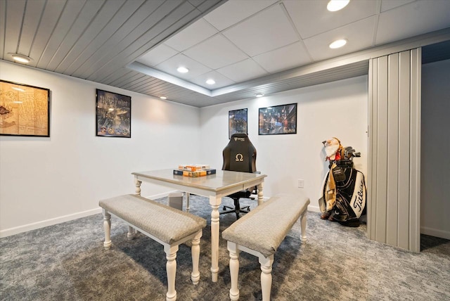 1755 Laura Ln, Port Washington, WI 53074 - dining space featuring carpet flooring, baseboards, recessed lighting, and a tray ceiling